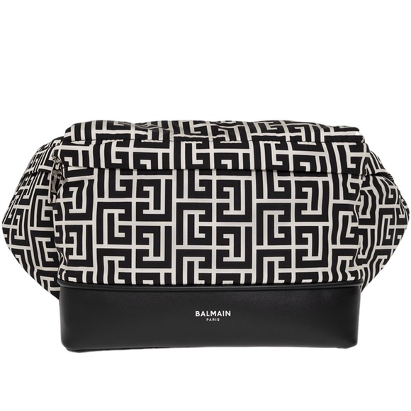NEW Authentic Balmain Black White City All-Over Belt Bag Waist Bag - Picture 4 of 10